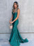 Gorgeous Spaghetti Straps Mermaid V-neck Backless Prom Dresses, CG375