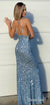 Sparkle One-Shoulder Mermaid Sequin Slit Backless Prom Dresses, CG380