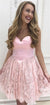 Newest Sweetheart Strapless Lace Short Pink Homecoming Dresses, HD0529