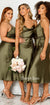 Olivie Green Spaghetti Straps Mermaid Tea-length Bridesmaid Dress, CG400