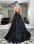 Gorgeous A-line Black Lace V-neck Sparkle Prom Dresses, CG222
