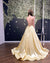 Charming A-line Satin V-neck Spaghetti Straps Prom Dresses, CG266