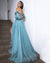 Charming A-line Chiffon Sweetheart Long Sleeves Slit Prom Dresses, CG309
