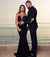 Stunning Black Off Shoulder Sweetheart Satin Long Prom Dresses, CG311