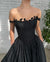 Black Off Shoulder Satin Slit Long Sexy Prom Dresses, CG346