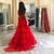 Red Charming A-line Tulle Sweetheart Slit Long Prom Dresses, CG372