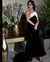 Stunning Black Velvet Mermaid Backless Long Prom Dresses, CG373