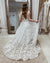 Stunning Deep V-neck Lace A-line Satin Long Wedding Dress, CG120