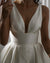 Charming A-line Satin V-neck Backless Long Wedding Dress, CG155
