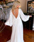 Sexy V-neck Side Slit Mermaid Satin Long Sleeves Wedding Dress, CG160