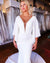 Honest Half Sleeves V-neck Mermaid Backless Wedding Dress, CG170