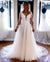Stunning A-Line Lace Sexy Slit Long Sleeves Wedding Dress, CG178