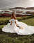 Charming White Satin A-line Backless Long Wedding Dress, CG185
