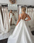 Gorgeous Off Shoulder V-neck A-line Satin Long Wedding Dress, CG203